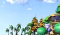 3D rendering closeup tree and environment cartoon design