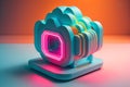 3D Cloud Computing Creative Illustration. Cloud Services, Cloud Solutions, Cyber security, Ai Mind, Network Management, Modern Royalty Free Stock Photo
