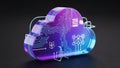 3D Cloud Computing Icon with Circuit Board and Neural Network Design technology data Royalty Free Stock Photo