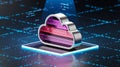 3D cloud computing icon floats in dark, futuristic tech environment Royalty Free Stock Photo
