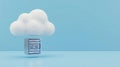3D Cloud Computing Server Icon on Blue Background Royalty Free Stock Photo