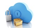 3d Cloud with file storage and padlock. Royalty Free Stock Photo