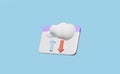 3d cloud folder with arrow isolated on blue background. cloud storage download, upload, data transfering, datacenter connection Royalty Free Stock Photo