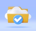3D Cloud in Folder with Checkmark Royalty Free Stock Photo