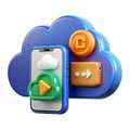 3d cloud icon with smartphone and digital assets for cloud computing and storage solutions isolated on white background Royalty Free Stock Photo