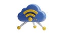 3D Cloud Icon with WiFi Symbol and Number 374 Royalty Free Stock Photo