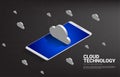 3D cloud and mobile phone. Royalty Free Stock Photo