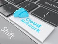 3d Cloud Network on computer keyboard. Cloud computing concept Royalty Free Stock Photo