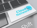 3d Cloud Network on computer keyboard. Cloud computing concept Royalty Free Stock Photo