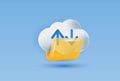3D cloud storage folder with upload and download arrows, digital file transfer, online data backup, document management, modern Royalty Free Stock Photo