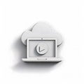 3D Cloud Streaming Icon with Laptop and Play Button Royalty Free Stock Photo
