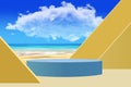 3d cloud summer background product display podium scene with cloud platform. summer background vector 3d render on ocean