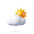 3D Cloud with Sun Icon