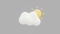 3d cloud and sun set isolated on a pastel color background. Render soft round cartoon fluffy cloud icon. 3d geometric shapes Royalty Free Stock Photo