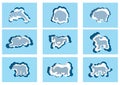 3D clouds in the form of a animals. Vector icons cloud blue and white color on a blue background. Royalty Free Stock Photo