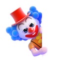 3d Clown behind a blank page