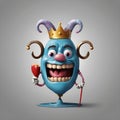 3d clown holding a red heart Royalty Free Stock Photo