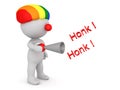3D Clown with honking horn and text saying honk