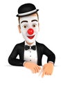 3d clown pointing to empty wall Royalty Free Stock Photo