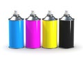 3d CMYK Spraycans Royalty Free Stock Photo