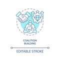 2D coalition building blue icon concept