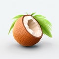 3d Coconut Slice: Detailed Foliage Illustration For Cute Game Design