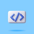 3d code icon isolated on blue Royalty Free Stock Photo
