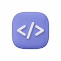 3D Code Icon for Programming and Web Development Royalty Free Stock Photo