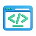 3D Code Window Icon Showing Programming Language on transparent background Royalty Free Stock Photo