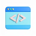3D coding web browser window symbol illustration on transparent background Royalty Free Stock Photo