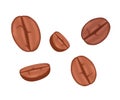 3D Coffee beans pile cartoon illustration. Robusta, arabica. Cappuccino, mocha, espresso, latte, chocolate ingredient.