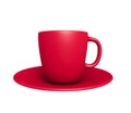 3d red coffee/tea cup with plat