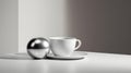 Minimalistic Silver Cup On Table: Vray Tracing Spherical Sculptures