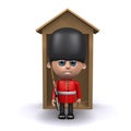 3d Coldstream Guard standing outside sentry box Royalty Free Stock Photo