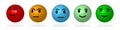 3D Color Faces Feedback/Mood. Set of five faces scale - sad neutral smile - isolated vector illustration. 3d design of faces wit Royalty Free Stock Photo