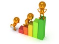 3D colored bar graph and climbing people Royalty Free Stock Photo
