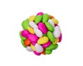 3d Colorful Almond Candies, Sugar Coated Almond Candy Ball On White background, 3d illustration Royalty Free Stock Photo