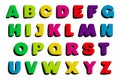 3D colorful alphabet, playful learning font. Bold, vibrant letters for kids literacy development, preschool classrooms Royalty Free Stock Photo