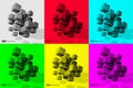 3D Colorful Bright Cubes Set. Vector Big Data Business Background. 3D Blockchain Cube Blocks. Data Core. AI Cyber Space.