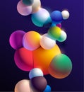 3D colorful connected ball on dark background.