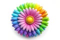 3D colorful daisy flower. Nature elements isolated on white background. 3D rendering. Vector illustration Royalty Free Stock Photo