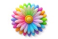 3D colorful daisy flower. Nature elements isolated on white background. 3D rendering. Vector illustration Royalty Free Stock Photo