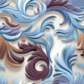 3D colorful floral pattern illustration with sculpted forms made of feathers (tiled