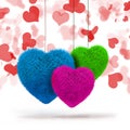 3d colorful fluffy hearts