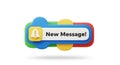 Colorful 3D new message notification icon with bell symbol and text on white background notification concept Royalty Free Stock Photo