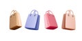 3D colorful shopping bags. Brown, blue, pink and red gift bag set Royalty Free Stock Photo
