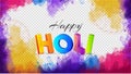 3D colorful text holi on color splash transparent background.