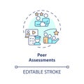 2D colorful thin linear icon peer assessments concept