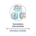 2D colorful thin linear icon summative assessments concept