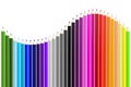3D colorful wooden pencils/ crayons - wave shape Royalty Free Stock Photo